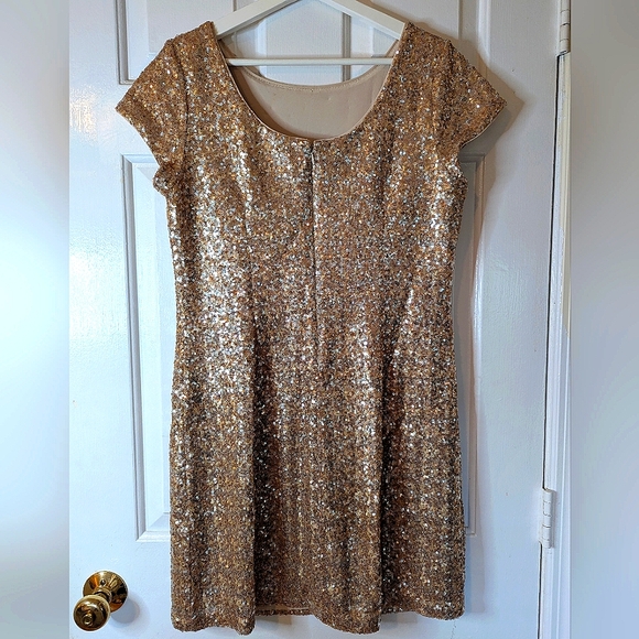 WHBM Gold Sequin Mini Dress Medium - Picture 2 of 8